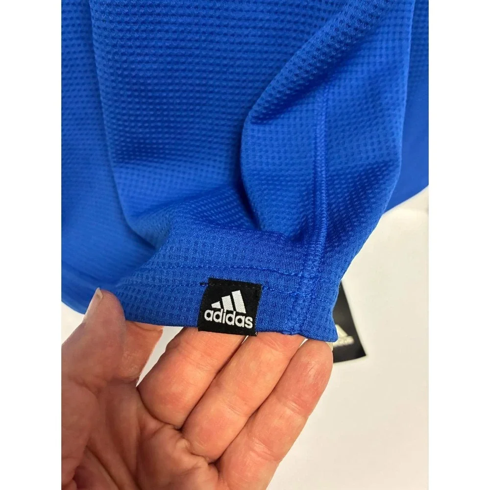 B18-Adidas Boys Blue Pullover L/S Hooded Shirt Sz M  Blue Yellow Blue Warriors